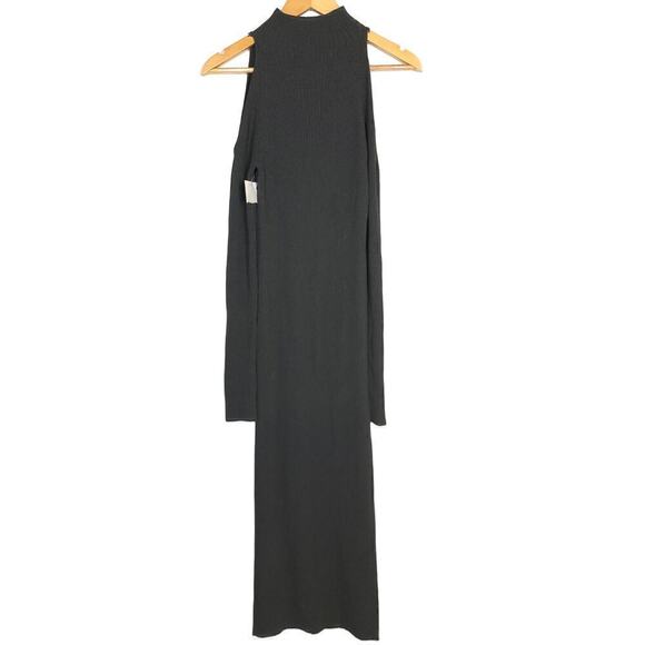 ASTR  Essential Cold Shoulder Dress Mock Neck Midi Sweater Gray NWT L - Picture 3 of 10